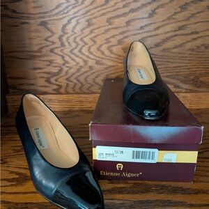 Etienne Aigner Navy Patent Leather Flats